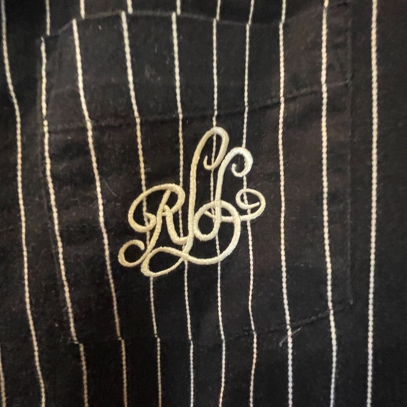 Lauren Ralph Lauren Navy White Striped Monogramed Night Shirt Size Medium - Picture 3 of 7
